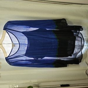 Liz Claiborne Sheer Blue/Black Top XL